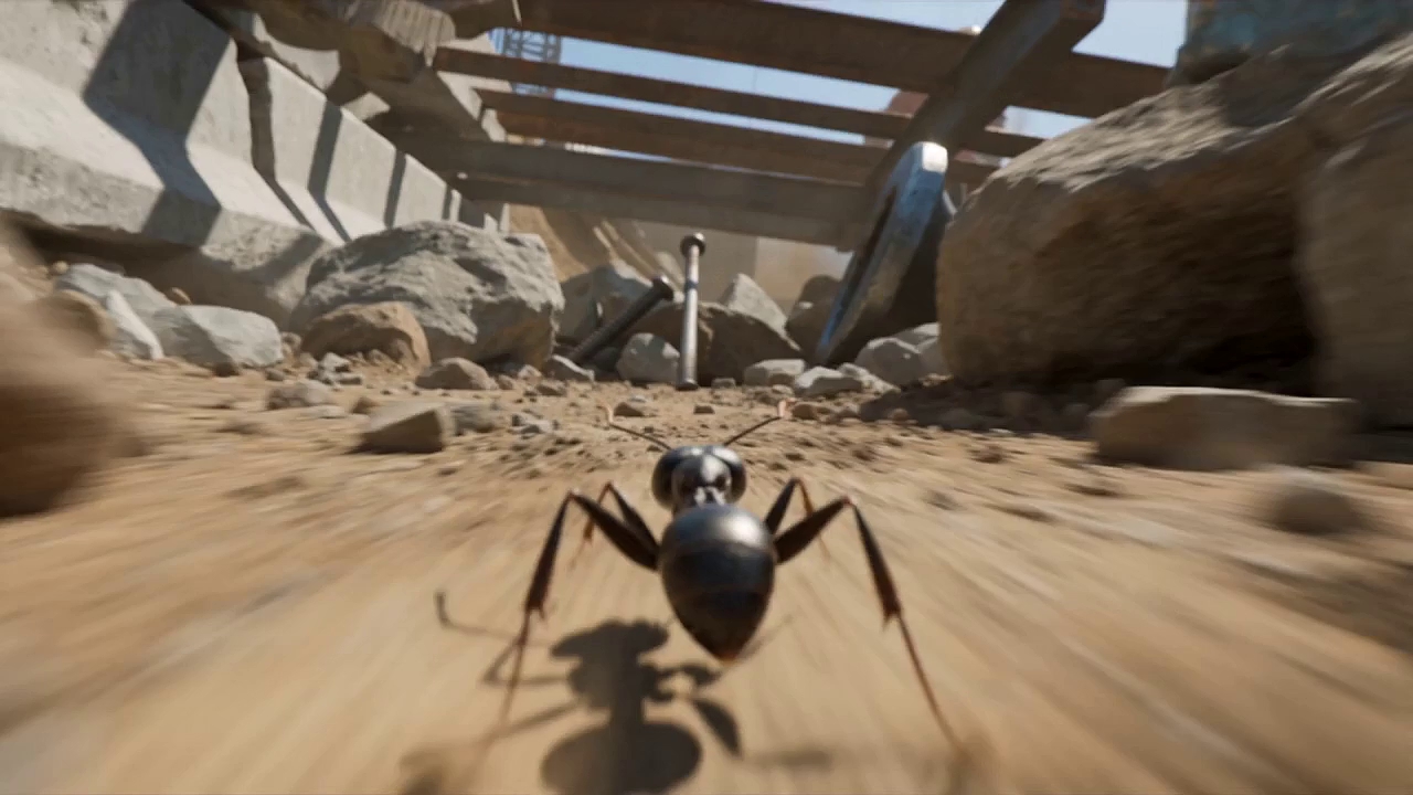 Ant Run - A tiny survivor navigates a giant-scale construction world.